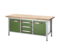 Banco de trabajo de altura regulable, bastidor modular eurokraft pro, 3 cajones, 2 puertas batientes