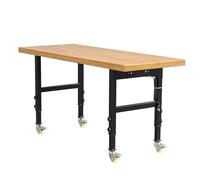 Banco de Trabajo de Madera Maciza de 60 Pulgadas de Alta Resistencia con Ruedas, Banco de Trabajo portátil de Altura Ajustable con Tomas de Corriente, estación de Trabajo de 3000 Libras de Capacidad