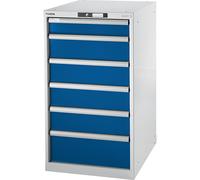 Banco de trabajo de sistema modular, armario inferior LISTA, altura 1000 mm, 6 cajones