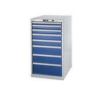 Banco de trabajo de sistema modular, armario inferior LISTA, altura 1000 mm, 8 cajones