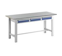 Banco de trabajo en sistema modular eurokraft basic, anchura de tablero 1850 mm, 3 cajones