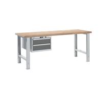 Banco de trabajo en sistema modular LISTA, altura 740 - 1090 mm, armario colgante, 2 cajones