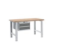 Banco de trabajo en sistema modular LISTA, altura 740 - 1090 mm, armario colgante, 2 cajones