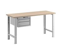 Banco de trabajo en sistema modular LISTA, altura 740 - 1090 mm, armario colgante, 3 cajones