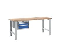 Banco de trabajo en sistema modular LISTA, altura 740 - 1090 mm, armario colgante, 3 cajones
