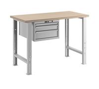 Banco de trabajo en sistema modular LISTA, altura 740 - 1090 mm, armario colgante, 3 cajones