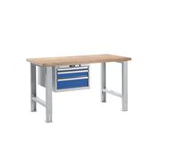 Banco de trabajo en sistema modular LISTA, altura 740 - 1090 mm, armario colgante, 3 cajones