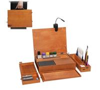 Banco de Trabajo for modelismo, Banco de Trabajo portátil for Corte y Montaje, Banco de Trabajo con cajón, estación de Trabajo portátil de Madera, con luz LED y tapete de Corte A5.