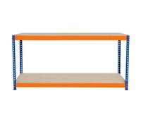 Banco de Trabajo p/Garaje S-Rax 2 Niveles | 180cm x 45cm x 90cm | Capacidad por Nivel 300kg | Montaje Sin Tornillos | 3 Barras de Soporte Reforzadas | Patas de Goma | Mesa para taller almacén depósito