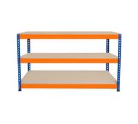 Banco de Trabajo p/Garaje S-Rax 3 Niveles | 150cm x 60cm x 90cm | Capacidad por Nivel 300kg | Montaje Sin Tornillos | 2 Barras de Soporte Reforzadas | Patas de Goma | Mesa para taller almacén depósito