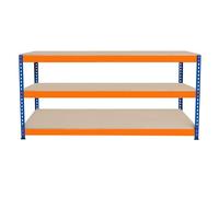 Banco de Trabajo p/Garaje S-Rax 3 Niveles | 180cm x 60cm x 90cm | Capacidad por Nivel 300kg | Montaje Sin Tornillos | 3 Barras de Soporte Reforzadas | Patas de Goma | Mesa para taller almacén depósito