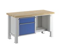 Banco de trabajo para cargas pesadas ANKE, anchura de tablero 1500 mm, con 1 cajón y 1 puerta batiente