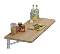 Banco de trabajo plegable de madera maciza para montar en la pared, ahorro de espacio, oficina en casa y encimera de cocina, 120 x 50 cm, acabado de nogal claro, elegante y funcional