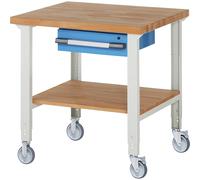 Banco de trabajo rodante Serie 7000 eurokraft pro, 2 ruedas fijas/2 de maniobra, 1 cajón, estante