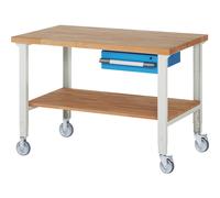 Banco de trabajo rodante Serie 7000 eurokraft pro, 2 ruedas fijas/2 de maniobra, 1 cajón, estante