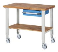 Banco de trabajo rodante Serie 7000 eurokraft pro, 4 ruedas de maniobra, 1 cajón, estante