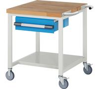 Banco de trabajo rodante Serie 8000, construcción de bastidor eurokraft pro, 1 cajón colgante, repisa