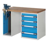 Banco de trabajo, sistema modular Serie 7000 eurokraft pro, 1 armario, 1 buck fijo con 4 cajones cada uno
