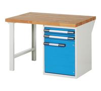 Banco de trabajo, sistema modular Serie 7000 eurokraft pro, 2 cajones, 1 armario, profundidad 700 mm