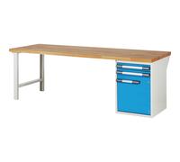Banco de trabajo, sistema modular Serie 7000 eurokraft pro, 2 cajones, 1 armario, profundidad 700 mm