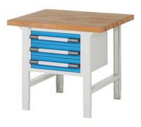 Banco de trabajo, sistema modular Serie 7000 eurokraft pro, 3 cajones