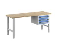 Banco de trabajo, sistema modular Serie 7000 eurokraft pro, 3 cajones