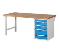 Banco de trabajo, sistema modular Serie 7000 eurokraft pro, 4 cajones