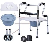 Banco de Transferencia con Asiento Acolchado, Andador Vertical con Ruedas, Silla de Ducha con Inodoro y Orinal para Personas Mayores, Andador Plegable con 2 Ruedas, Andador, Silla de Transporte con a