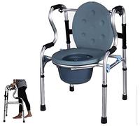 Banco de Transferencia con Asiento Acolchado, Taburete de Ducha, Silla de Ducha, Andador de Altura Ajustable, Andador Plegable de Aluminio Ligero para Personas Mayores, Inodoro móvil, Silla con inodo