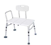Banco de transferencia de altura ajustable, banco de transferencia ligero con respaldo antideslizante, color blanco