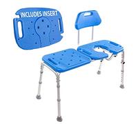 Banco de Transferencia de baño con Asiento de Ducha Recortado, Silla de Lujo para traslados de bañera y Ducha, Asiento de Inodoro Elevado para Personas Mayores y baño de Ancianos, Altura Ajustable,