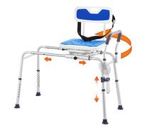 Banco de transferencia deslizante para bañera VEVOR con asiento giratorio de 360 grados, banco de transferencia para bañera de altura ajustable con reposabrazos y cinturón de seguridad, silla de ducha