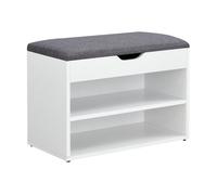 Banco de Zapatos Gentofte 46 x 60 x 30 cm Aglomerado para 4 Pares de Zapatos con Cojín de Asiento Compartimento de Almacenamiento en Blanco y Gris