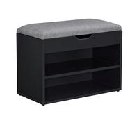 Banco de Zapatos Gentofte 46 x 60 x 30 cm Aglomerado para 4 Pares de Zapatos con Cojín de Asiento Compartimento de Almacenamiento en Negro y Gris