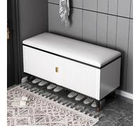 Banco de zapatos acolchado con 2 puertas y estantes ajustables, elegante solución de almacenamiento de entrada para pasillo y vestíbulo. Muebles ocultos para zapatos