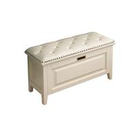 Banco de zapatos con asiento abatido, de madera maciza, con puertas abatibles, armario para zapatos de pasillo (39 x 14 x 18 pulgadas, blanco)