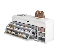 Banco De Zapatos Con Cajón Acolchado - Elegante Zapatero Con Estante De Almacenamiento Oculto - Zapatero Multifuncional Para Sala De Estar, Pasillo, Dormitorio - Solució(Size:100X34X50CM,Color:Blanco)