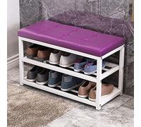 Banco de zapatos con cojín 3 en 1 para entrada, organizador de metal de piel sintética, perfecto para pasillo, 70 x 45 x 30 cm, solución de almacenamiento elegante y funcional