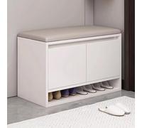 Banco de zapatos de altura ajustable con cojines de espuma gruesa de cuero ecológicos, almacenamiento resistente para entrada, 60 x 35 x 46 cm, perfecto para organizar zapatos y artículos esenciales