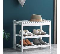 Banco de Zapatos de bambú Resistente, Banco Zapatero con Asiento Grande, Mueble Zapatero con Banco con Estante Inferior de Rejilla, Ideal para Entrada, Dormitorio, Sala de Estar(White,50*28*47cm/20*11