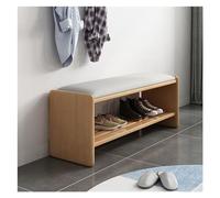 Banco de zapatos de entrada con cojín acolchado, zapatero de madera de 2 niveles para organización de pasillo, elegante solución de almacenamiento para zapatos y accesorios