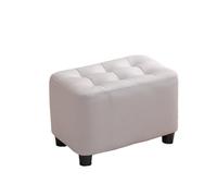 Banco de zapatos de entrada de madera maciza con almacenamiento de zapatos y reposapiés, taburete pequeño para el hogar para sala de estar o puerta, taburete de sofá de tela blanca para limpiabotas