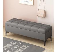 Banco de zapatos de lujo - Otomana de almacenamiento de piel sintética, reposapiés tapizado con bisagra de seguridad para dormitorio, sala de estar, entrada, color: gris 1, tamaño: 100 x 40 x 40 cm
