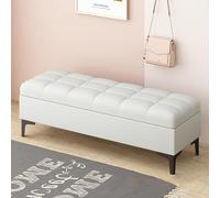 Banco de zapatos de lujo - Otomana de almacenamiento de piel sintética, reposapiés tapizado con bisagra de seguridad para dormitorio, sala de estar, entrada, color: gris 2, tamaño: 120 x 40 x 40 cm