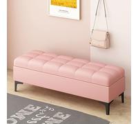 Banco de zapatos de lujo - otomana de almacenamiento de piel sintética, reposapiés tapizado con bisagra de seguridad para dormitorio, sala de estar, entrada, color: rosa, tamaño: 60 x 40 x 40 cm