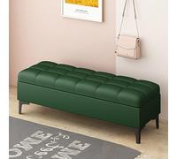 Banco de zapatos de lujo - otomana de almacenamiento de piel sintética, reposapiés tapizado con bisagra de seguridad para dormitorio, sala de estar, entrada, color: verde, tamaño: 100 x 40 x 40 cm