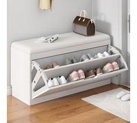 Banco de zapatos de madera con almacenamiento para entrada, zapatero multifuncional con asiento, elegante estante de madera para zapatos para la entrada del hogar y diseño que ahorra espacio