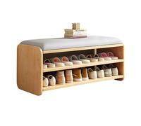 Banco de zapatos de madera maciza con asiento acolchado, taburete organizador de almacenamiento de entrada de 2 tiers para el dormitorio de la sala de estar del pasillo, taburete de cambio de bastidor