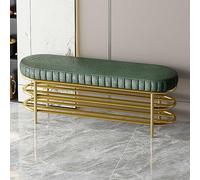 Banco de zapatos de metal dorado con almacenamiento, elegante zapatero de entrada y asiento para pasillos estrechos, diseño de 2 capas para organización de sala de estar y soluciones de ahorro de