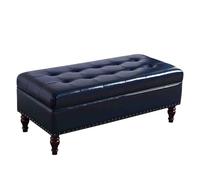 Banco de zapatos moderno de piel color cian con asiento acolchado, amplio almacenamiento para sala de estar, entrada y dormitorio, 105 x 48 x 41 cm